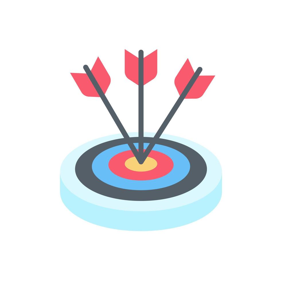 Arrows shot to the center of the target. business goal setting concept vector