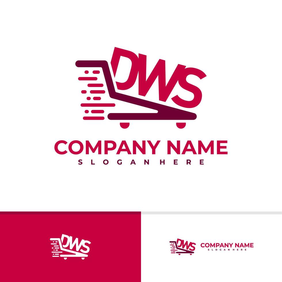 Shop D W S logo vector template, Initial D W S logo design concepts