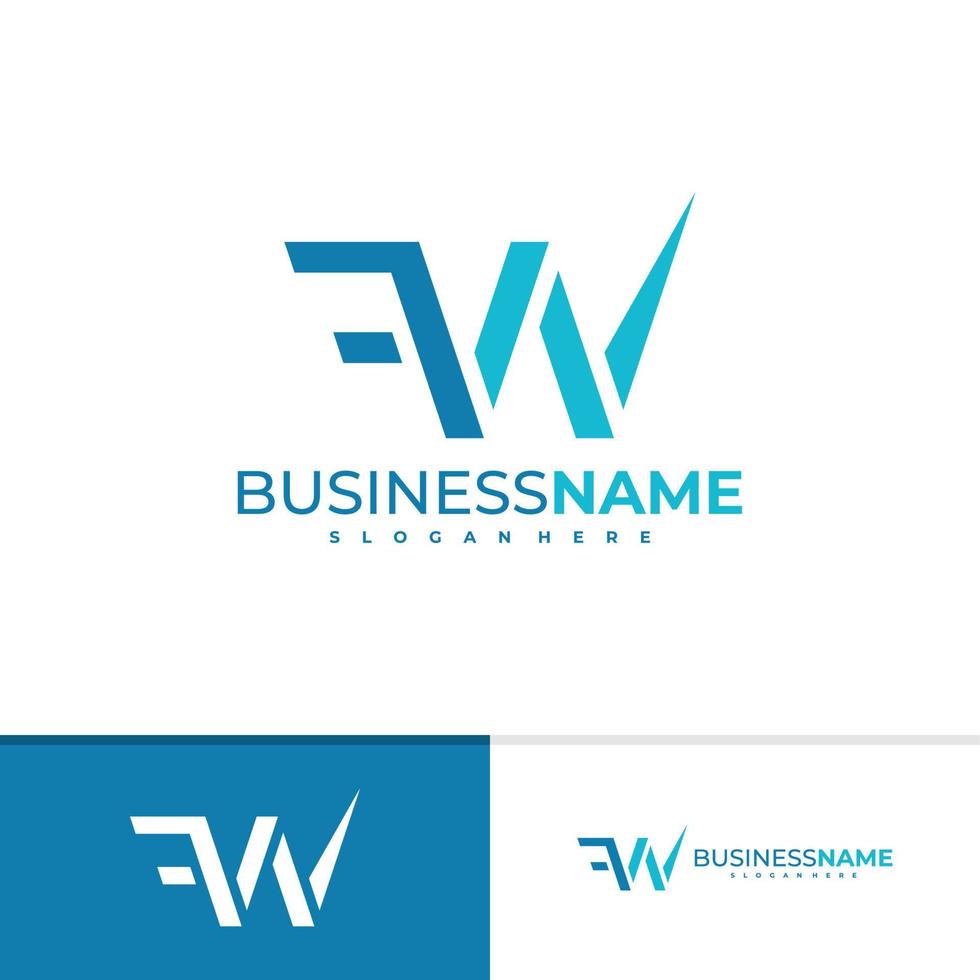 plantilla de vector de logotipo de letra fw, conceptos creativos de diseño de logotipo de fw