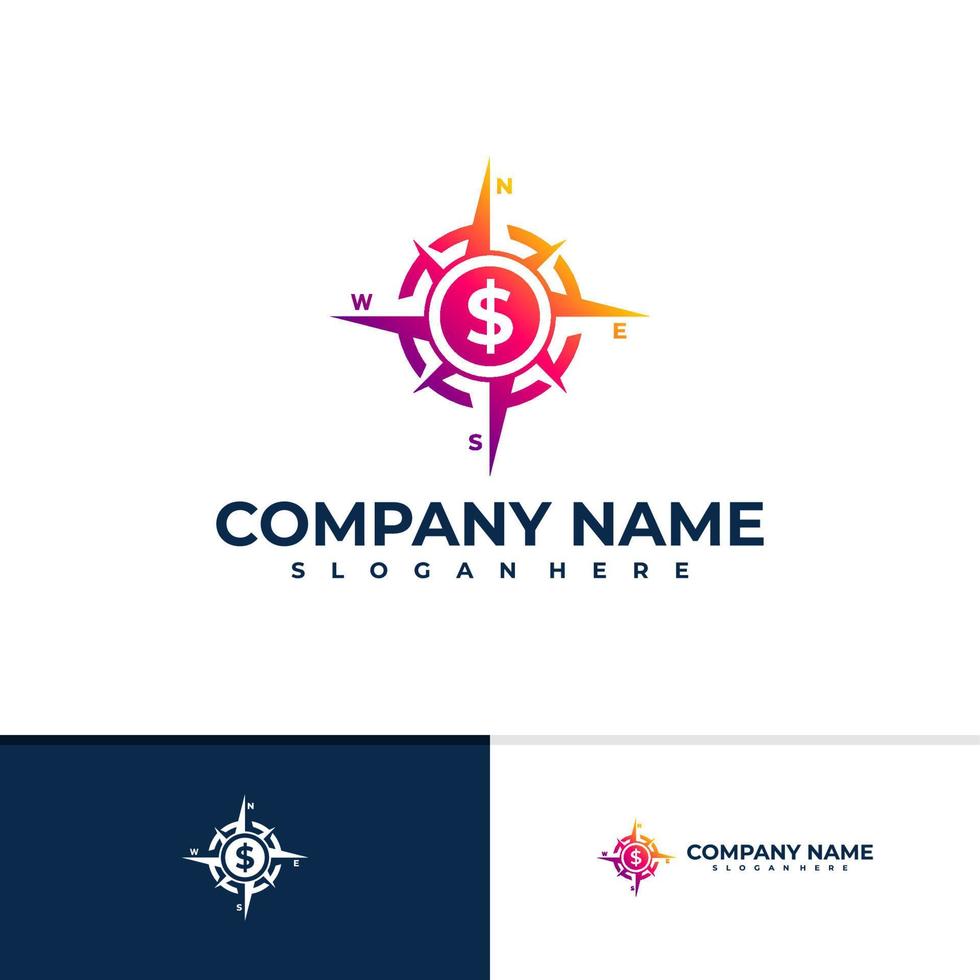 Money with Compass logo vector template, Creative Compass logo design concepts