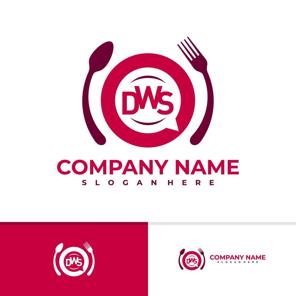 Food D W S logo vector template, Initial D W S logo design concepts