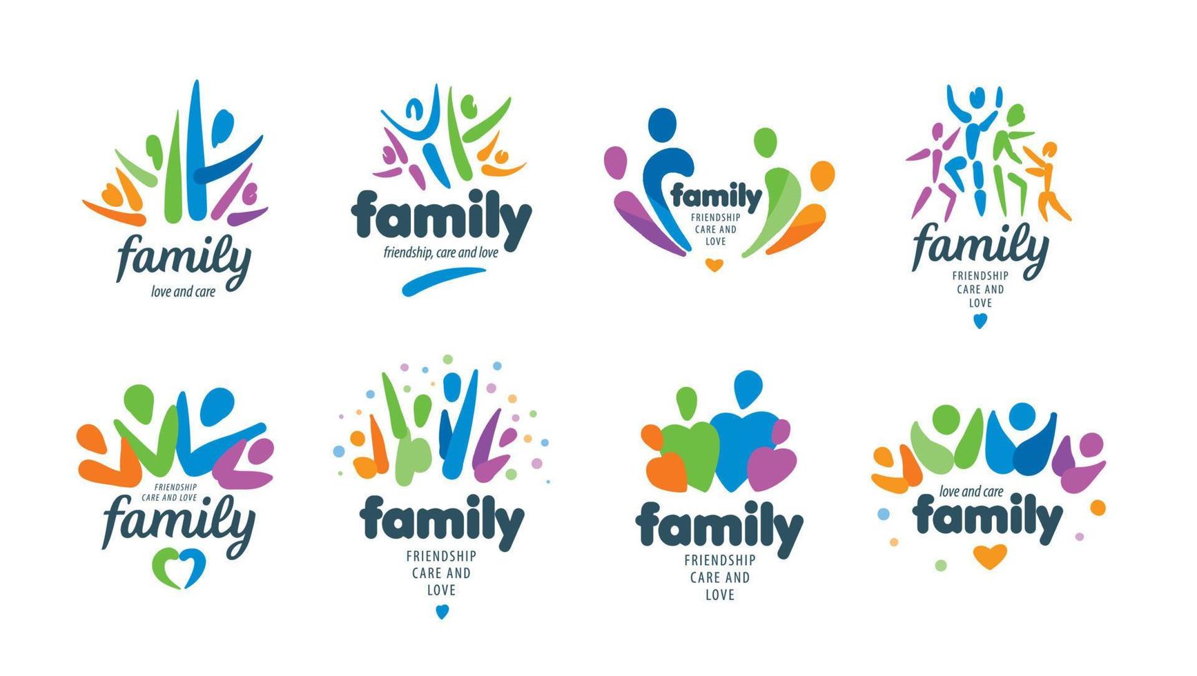 A set of painted abstract family logos on a white background vector