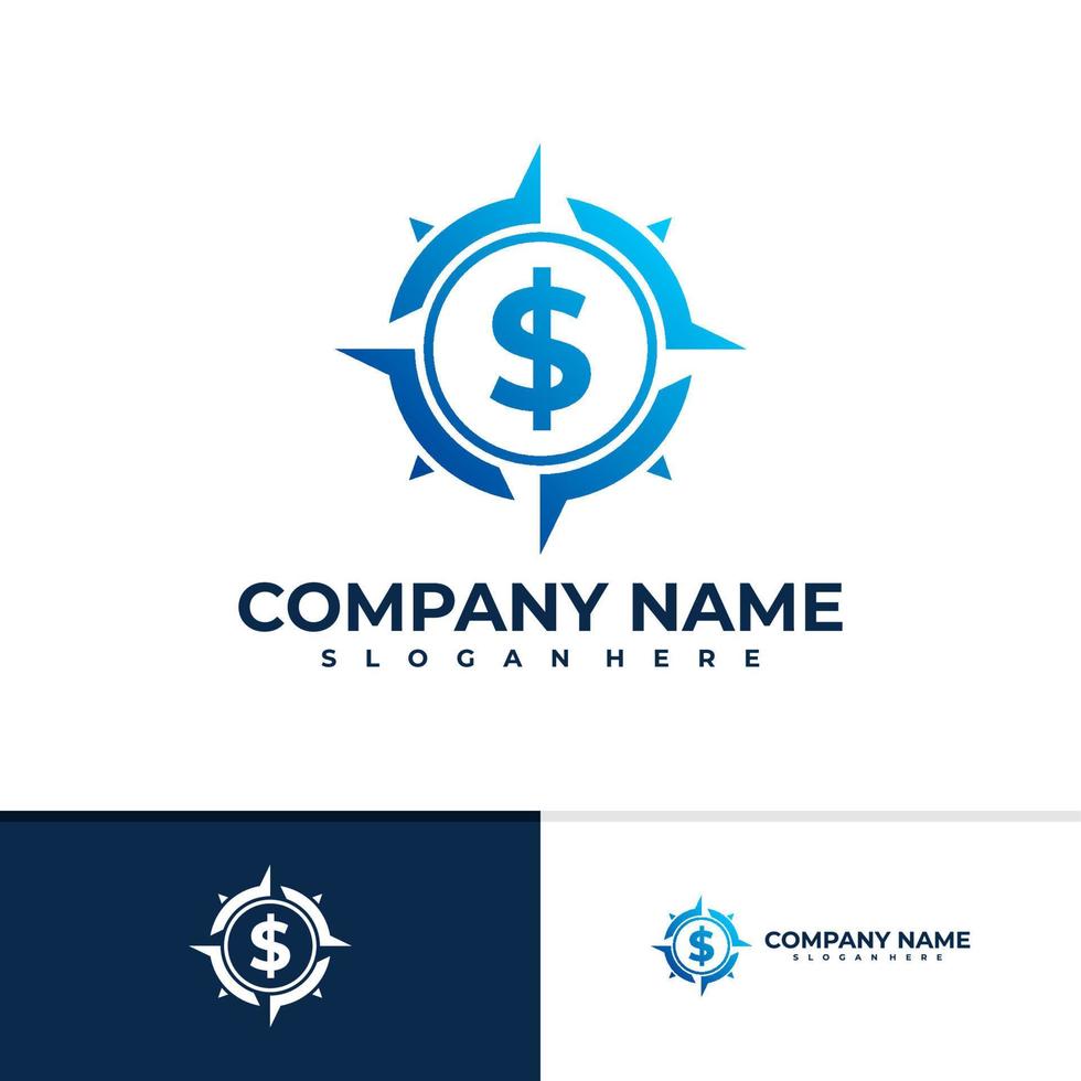 Money with Compass logo vector template, Creative Compass logo design concepts