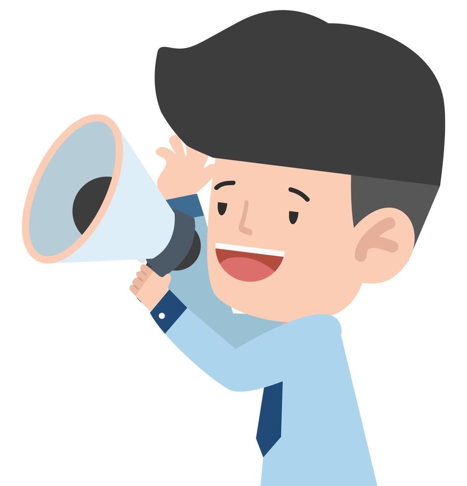 Business man speaking into a megaphone vector