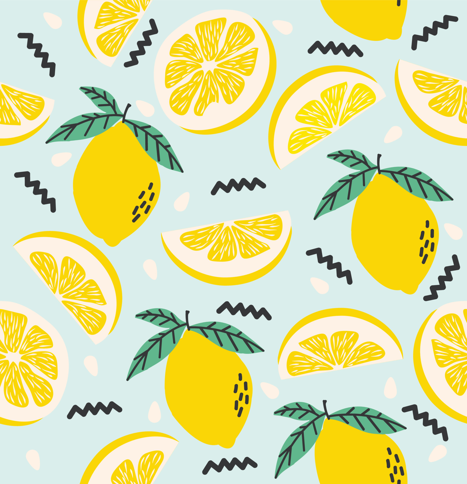 Lemon and lemon slice citrus seamless pattern 7838168 Vector Art at ...