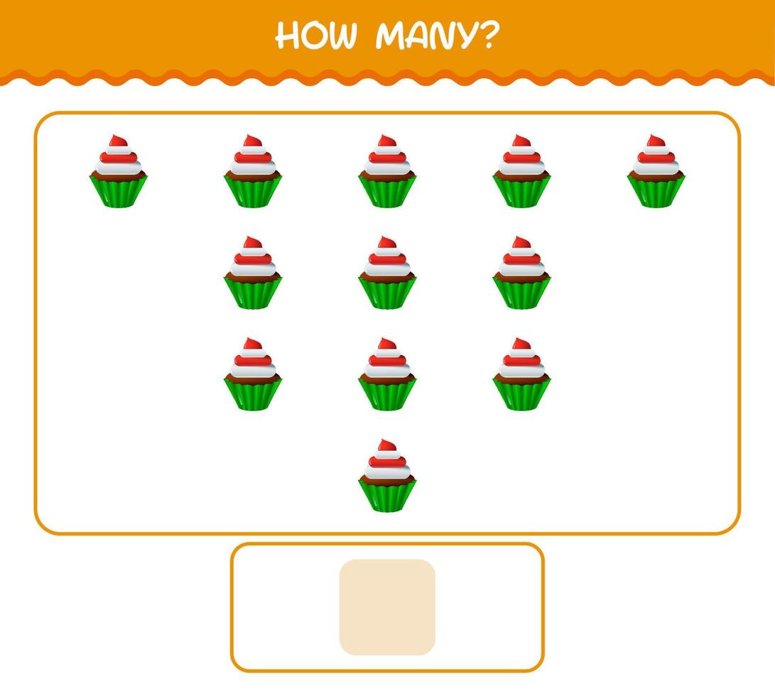 How many cartoon cupcake. Counting game. Educational game for pre shool years kids and toddlers vector