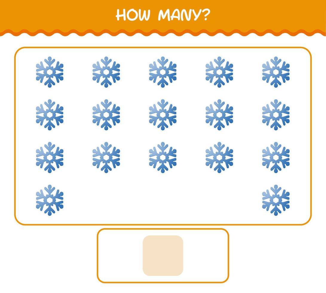 How many cartoon snowflake. Counting game. Educational game for pre shool years kids and toddlers vector