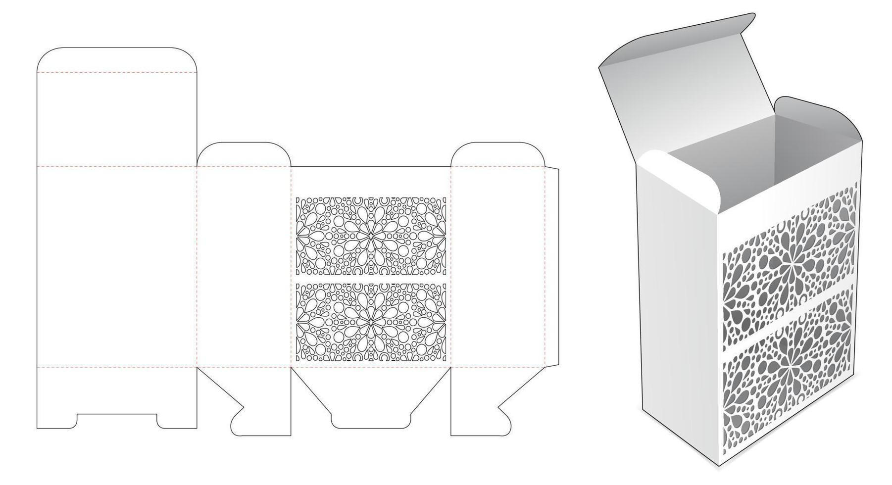 Tall box with stenciled mandala die cut template vector