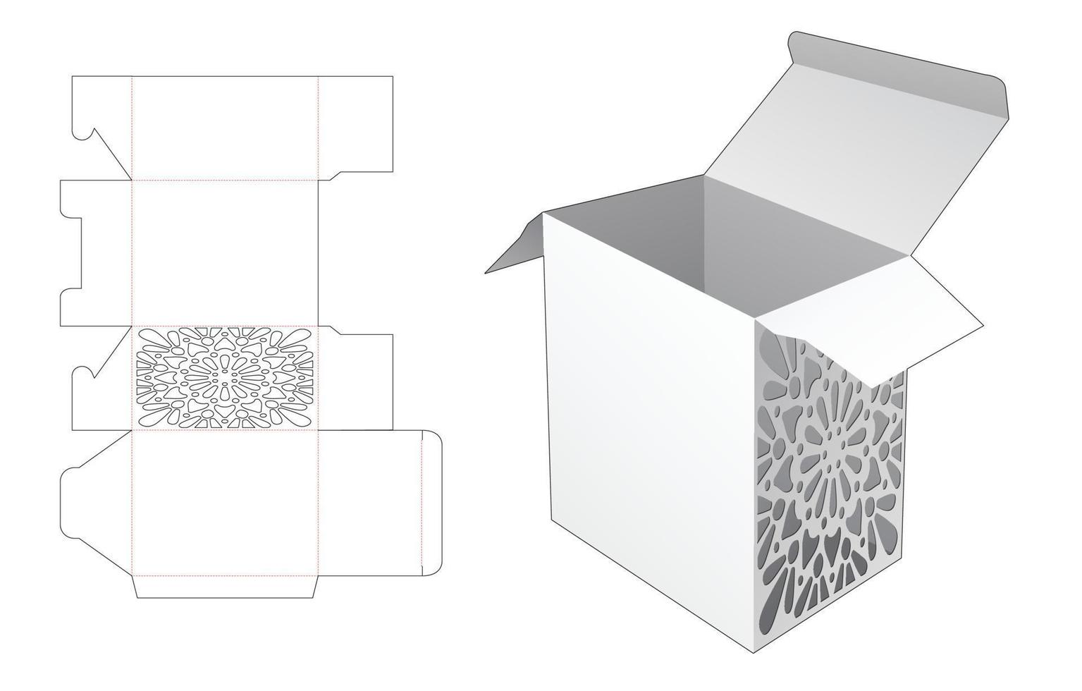 caja de cartón con plantilla troquelada de mandala estarcido vector