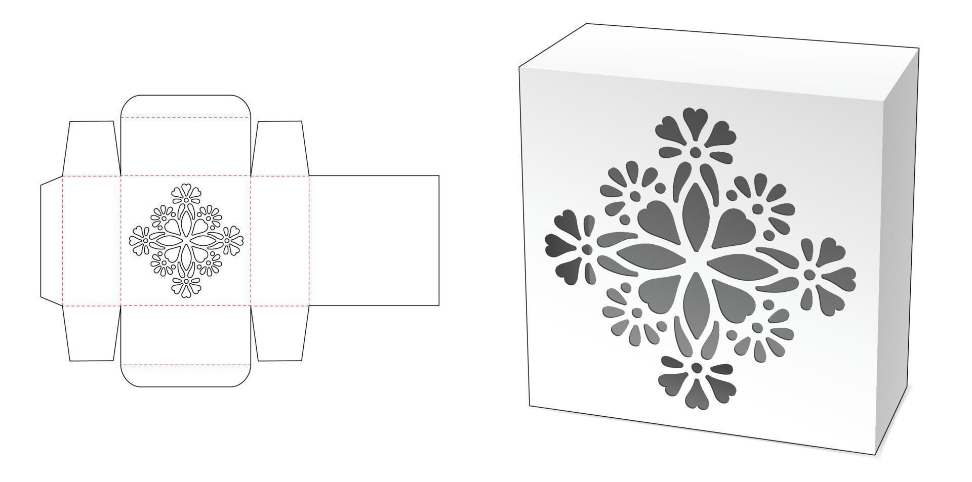 Box with stenciled mandala window die cut template vector
