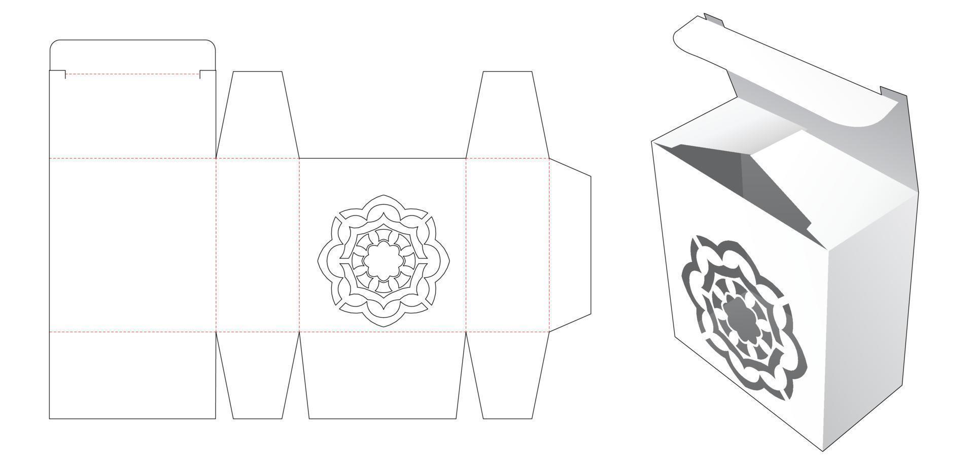 Box with mandala shaped window die cut template vector