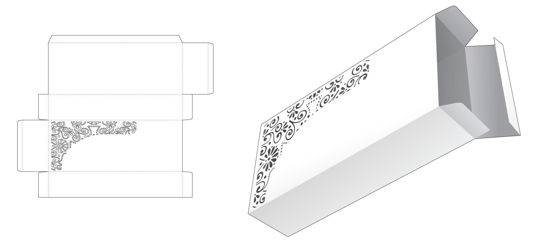 caja de embalaje rectangular con plantilla troquelada de mandala estarcido vector