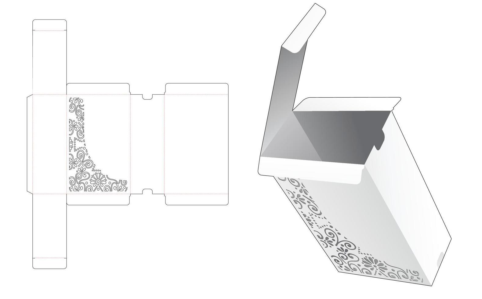 plantilla troquelada de caja de mandala estarcida vector