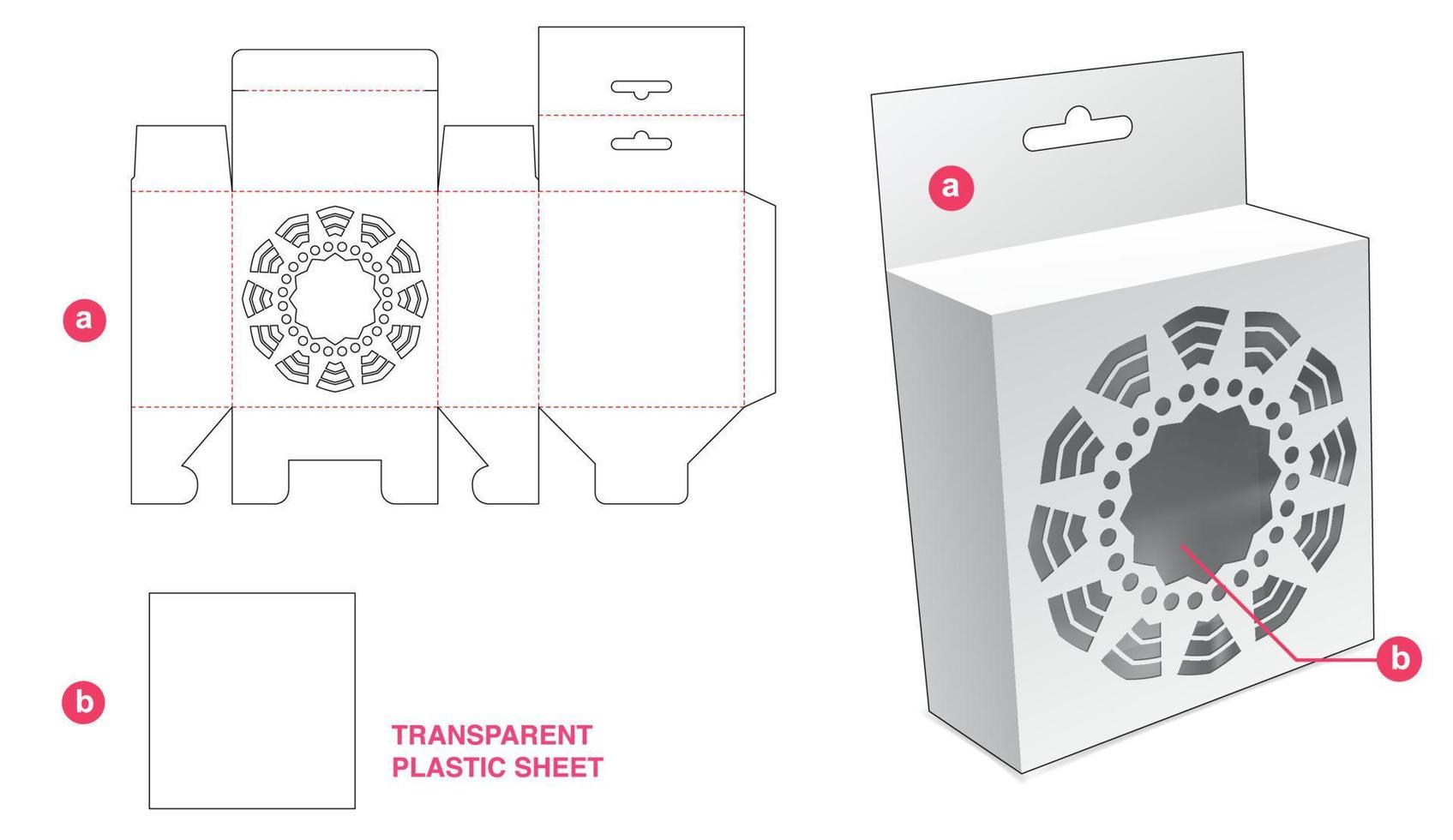 caja de hojalata colgante de cartón con plantilla troquelada de ventana de mandala estarcida vector