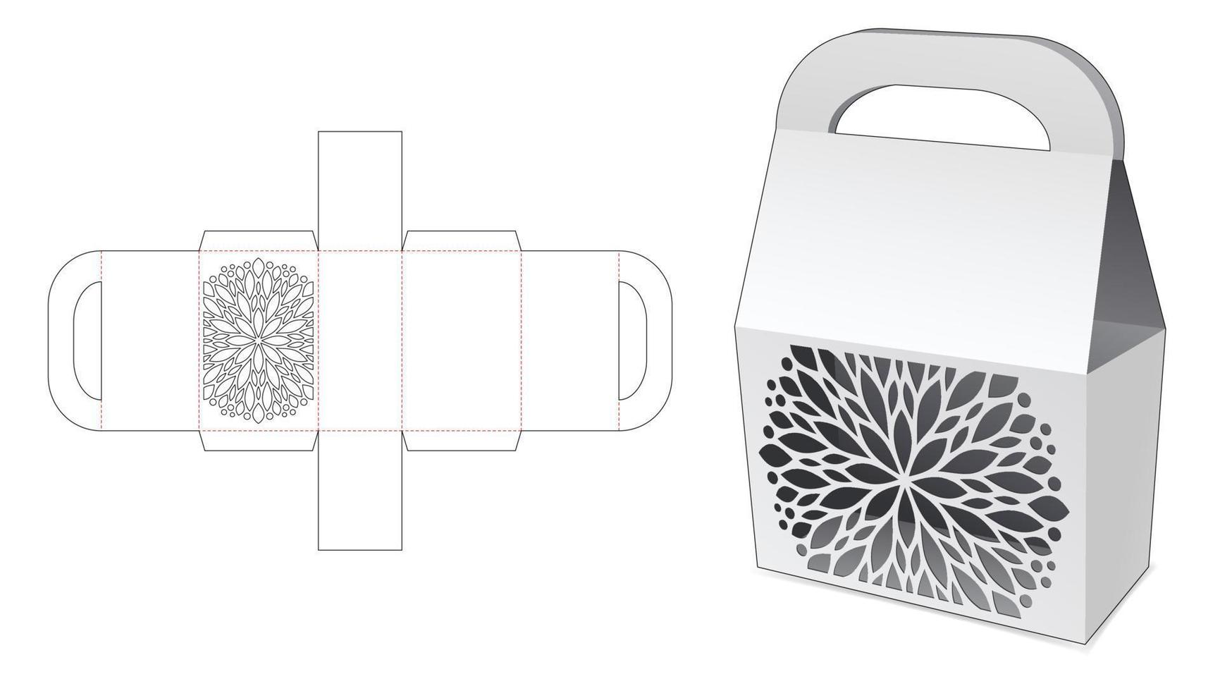 caja de bolsa con plantilla troquelada de mandala estarcido vector