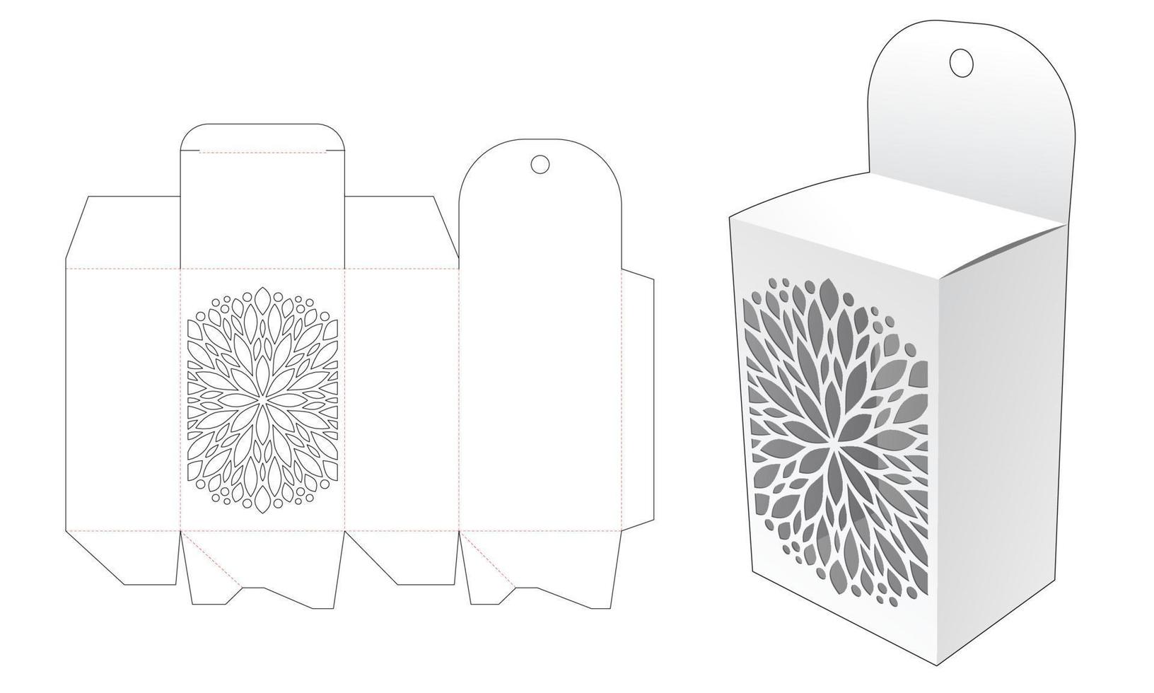 Hanging box with stenciled mandala die cut template vector