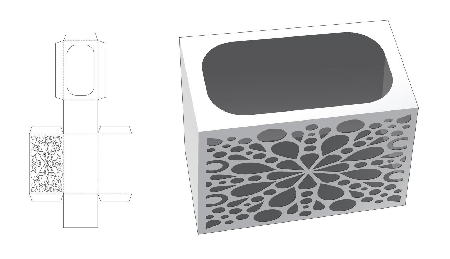 plantilla troquelada de caja de papelería mandala estarcida vector