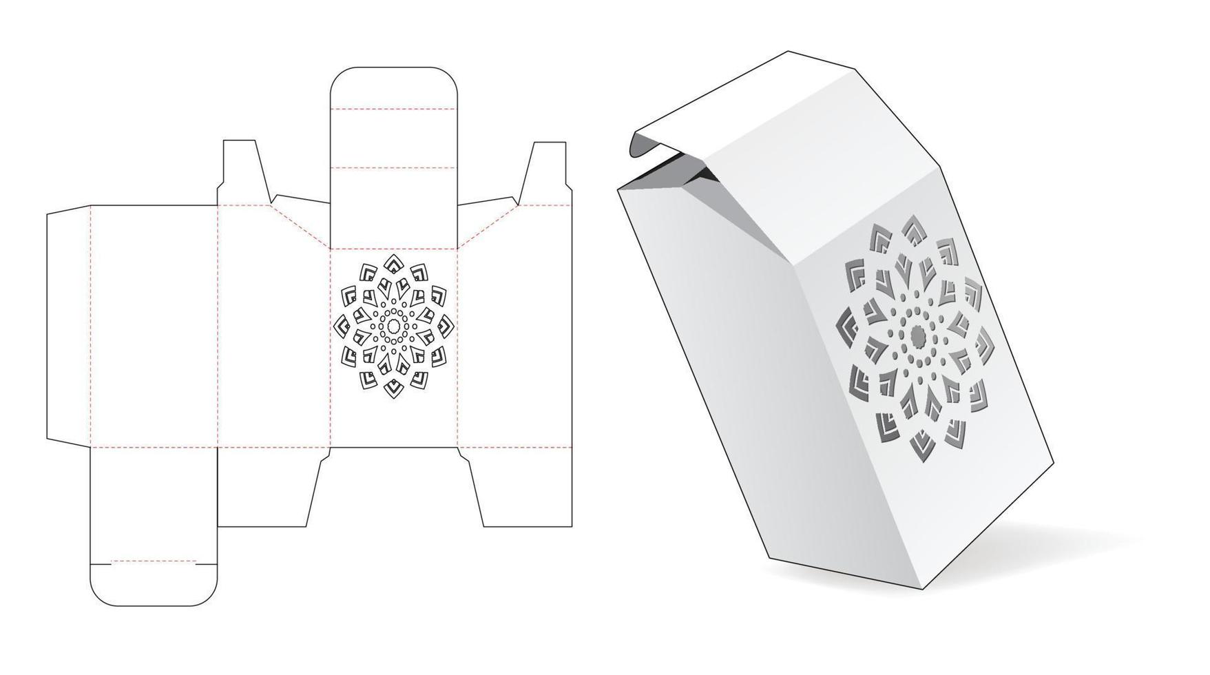 caja biselada con plantilla troquelada de ventana mandala estarcida vector