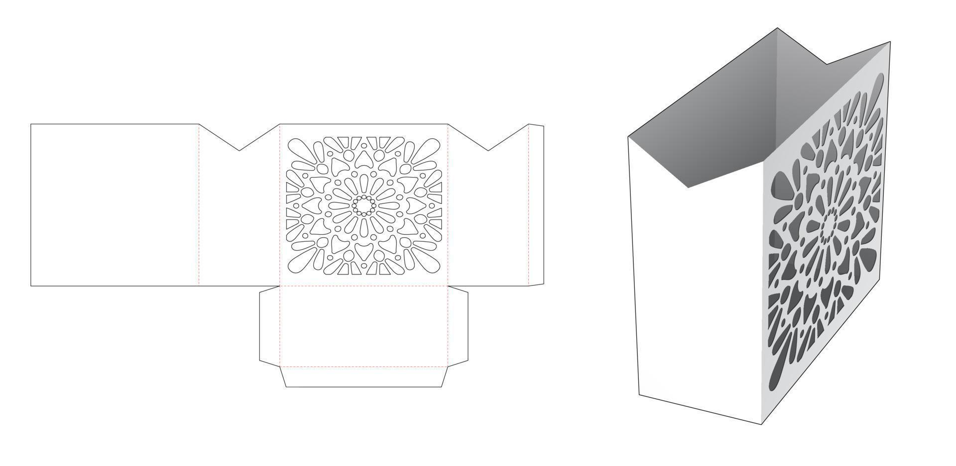 contenedor de cartón con plantilla troquelada de mandala estarcido vector