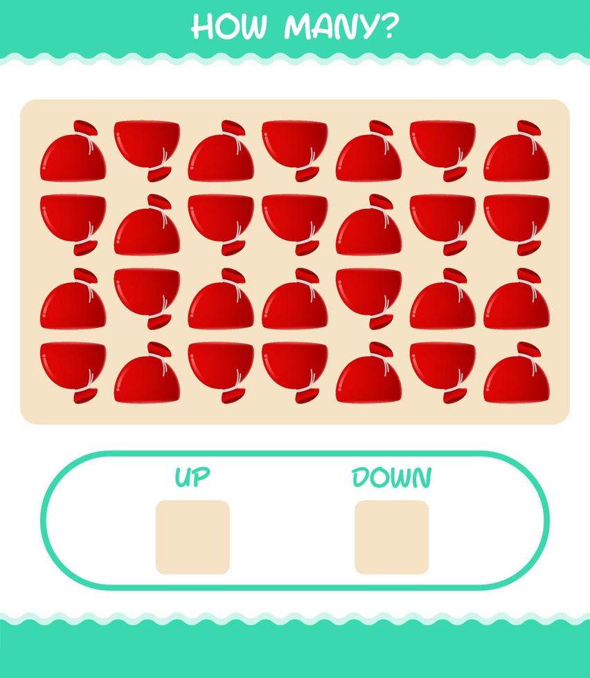 How many cartoon santa bag. Counting game. Educational game for pre shool years kids and toddlers vector