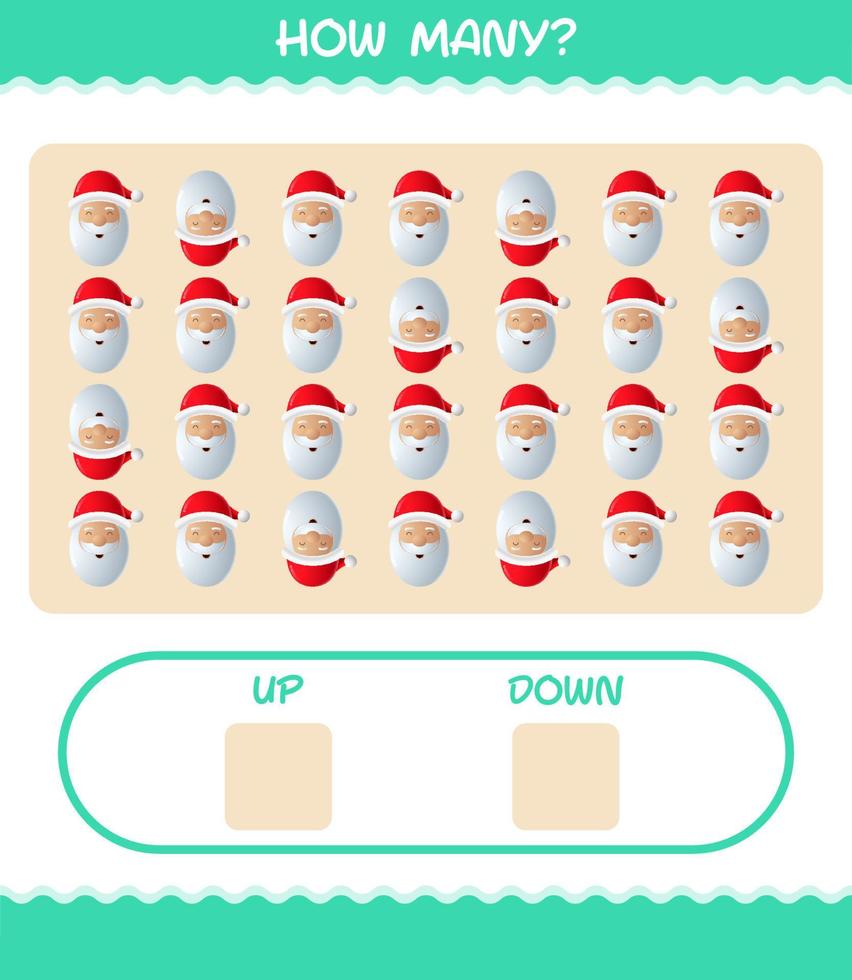How many cartoon santa claus. Counting game. Educational game for pre shool years kids and toddlers vector