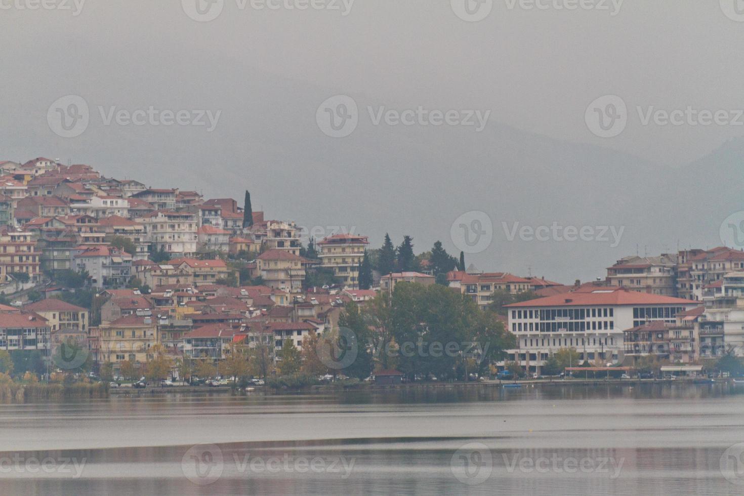 Kastoria traditional old city by the lake at Greece photo