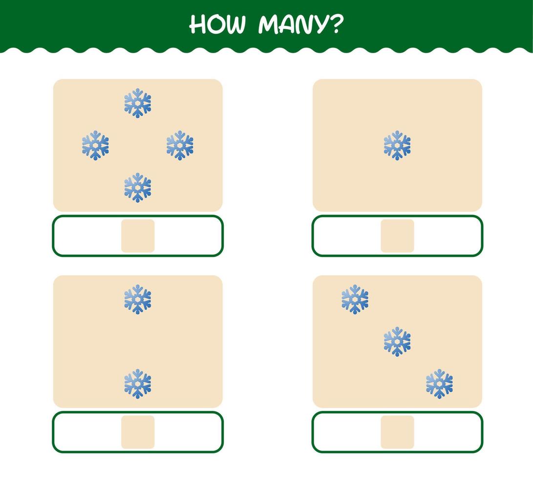 How many cartoon snowflake. Counting game. Educational game for pre shool years kids and toddlers vector