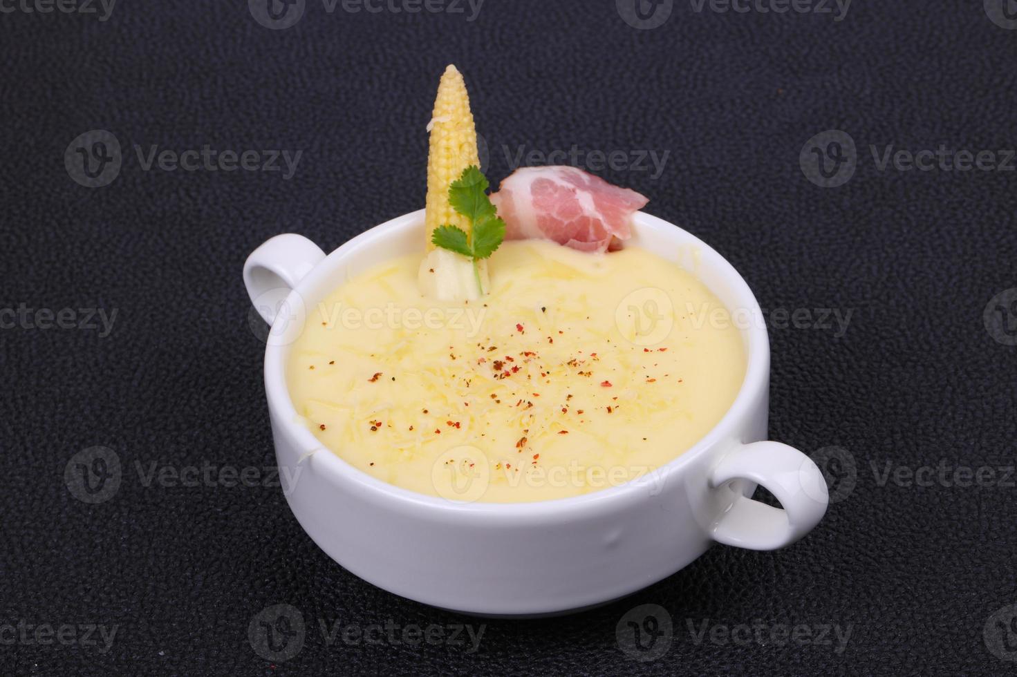 Cheese soup with bacon photo