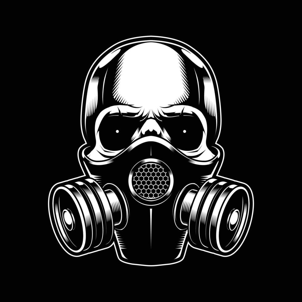 Skull with gas mask vector illustration