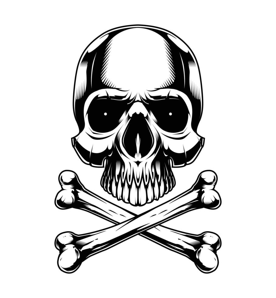 Skull and bones tattoo vector art