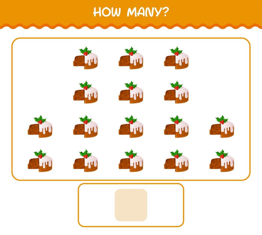 How many cartoon christmas cake. Counting game. Educational game for pre shool years kids and toddlers vector