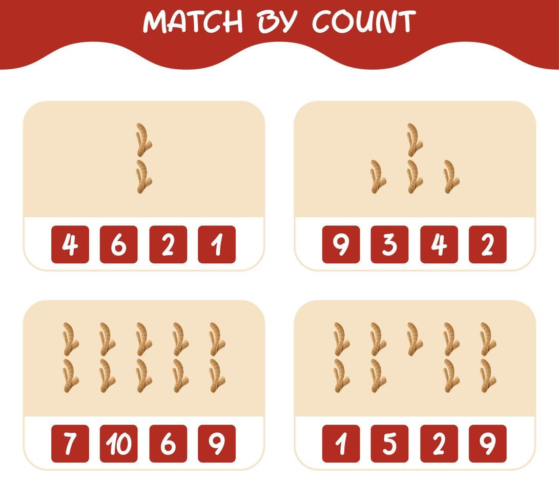 Match by count of cartoon ginger. Match and count game. Educational game for pre shool years kids and toddlers vector