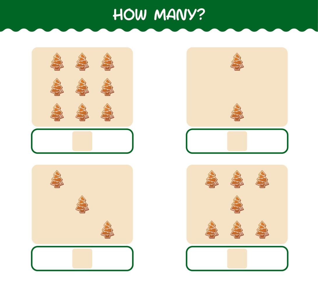 How many cartoon gingerbread cookie . Counting game. Educational game for pre shool years kids and toddlers vector