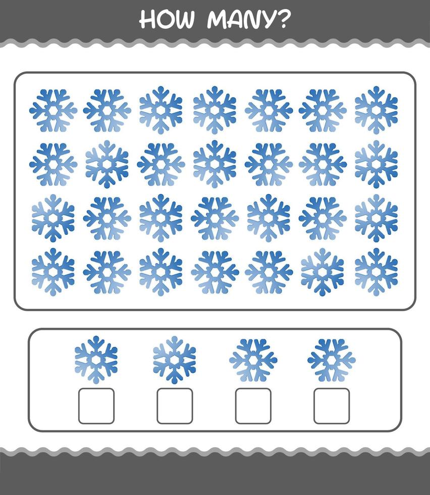 How many cartoon snowflake. Counting game. Educational game for pre shool years kids and toddlers vector