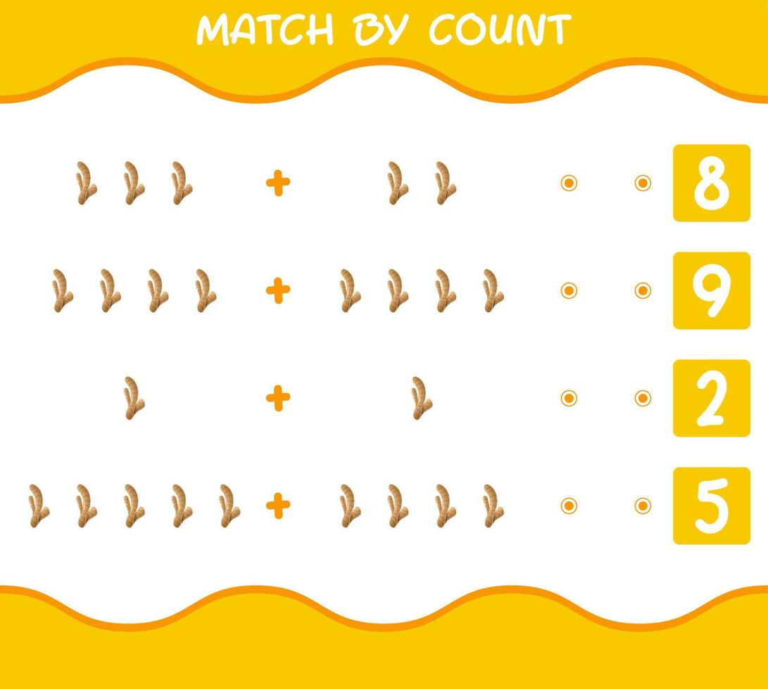 Match by count of cartoon ginger. Match and count game. Educational game for pre shool years kids and toddlers vector