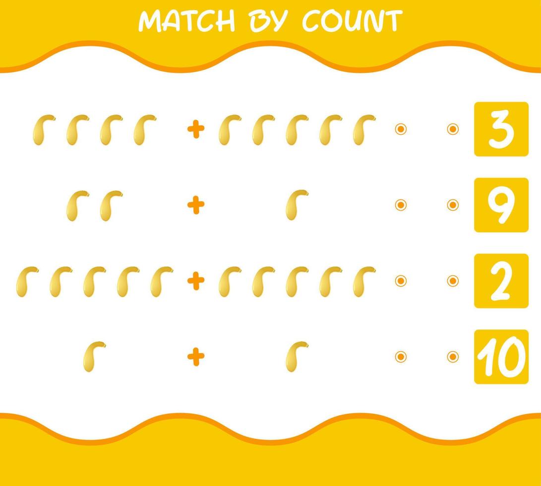 Match by count of cartoon crookneck squash. Match and count game. Educational game for pre shool years kids and toddlers vector