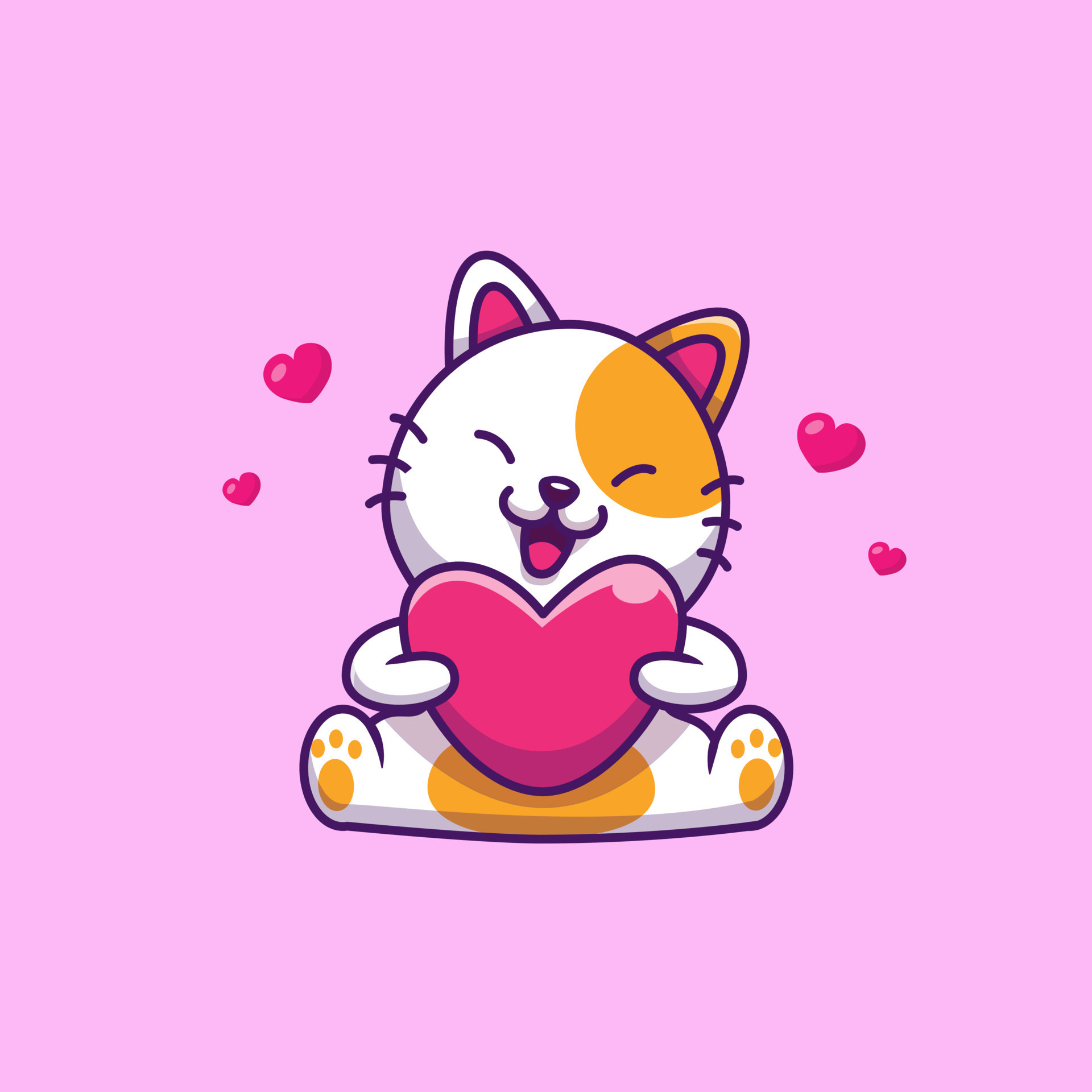 Cute Cat Love Cartoon Vector Icon Illustration. 4835439 Vector Art at  Vecteezy