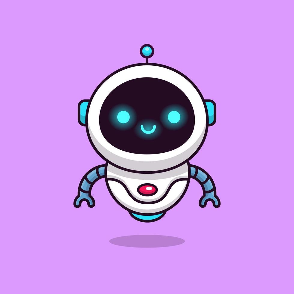 Cute Robot Cartoon Vector Icon Illustration. Science Technology Icon Concept Isolated Premium Vector. Flat Cartoon Style