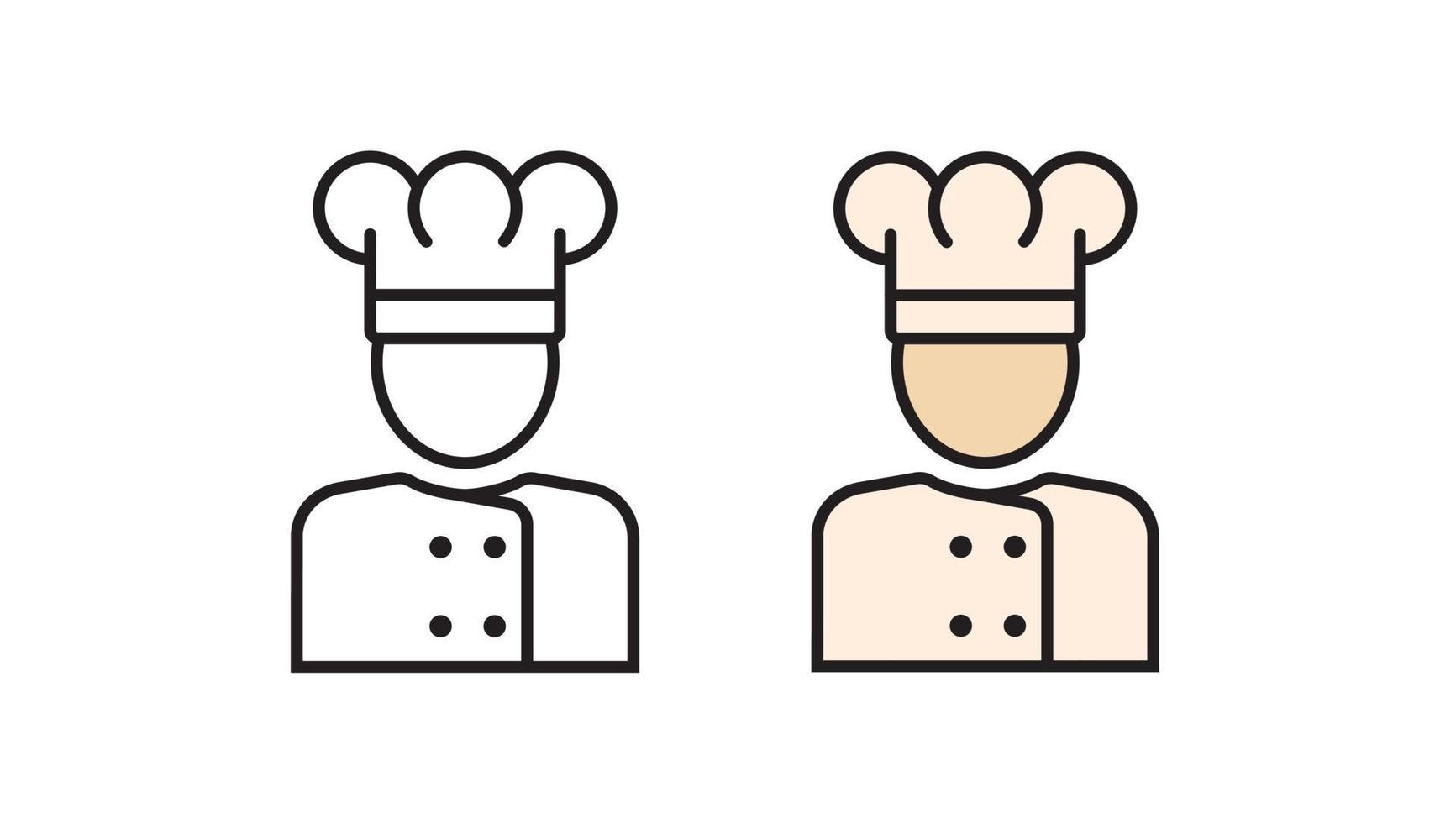 Cook icon. Line vector chef avatar in a flat style.
