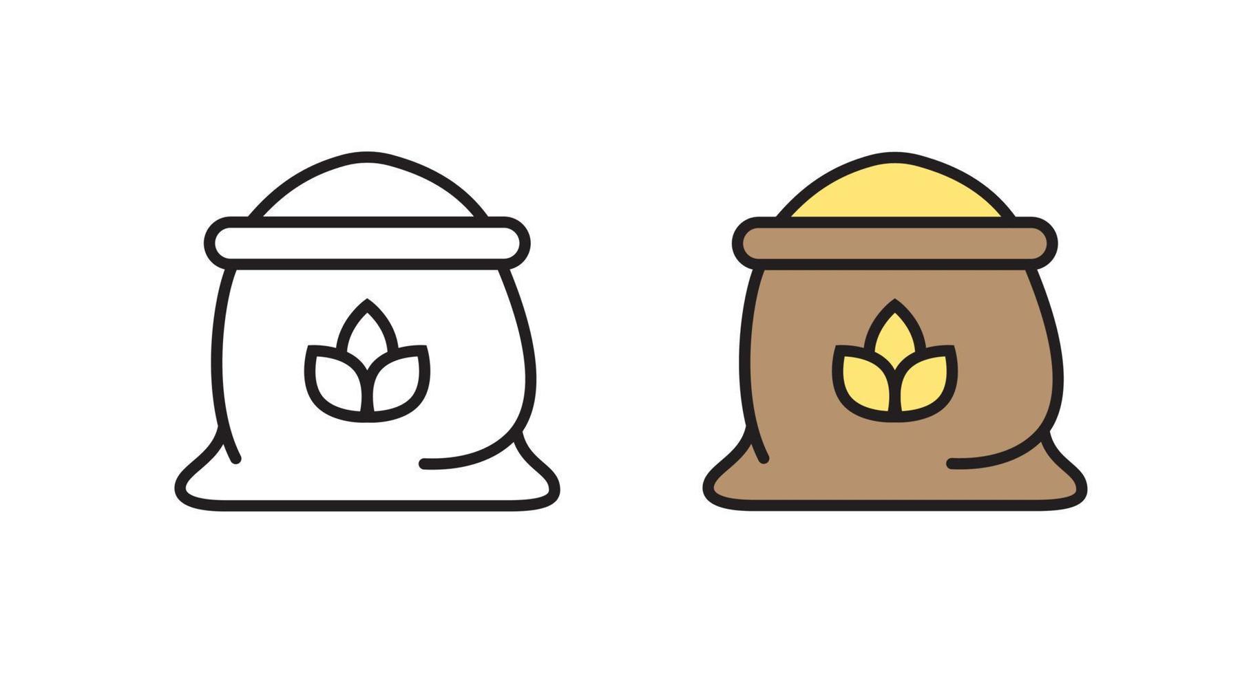 Flour sack icon. Linear vector illustration in a flat style.