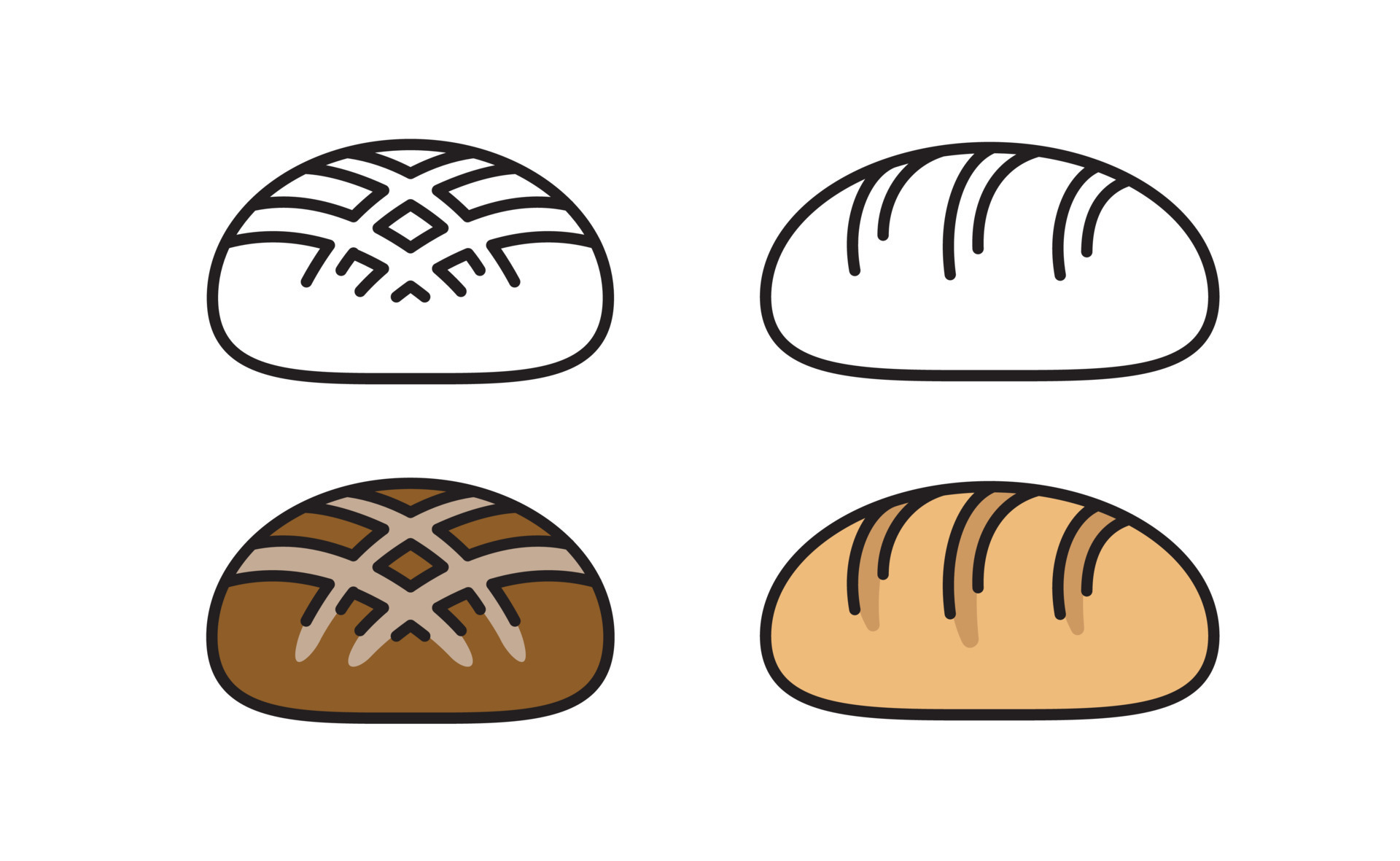 Bread Icon. Linear vector icon black and white roll in a flat style