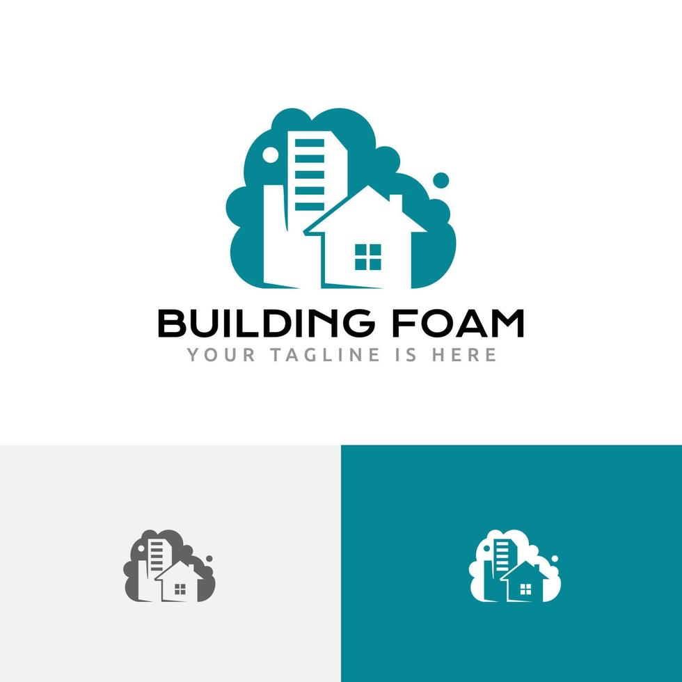 House Building Soap Foam Cleaning Service Negative Space Logo vector