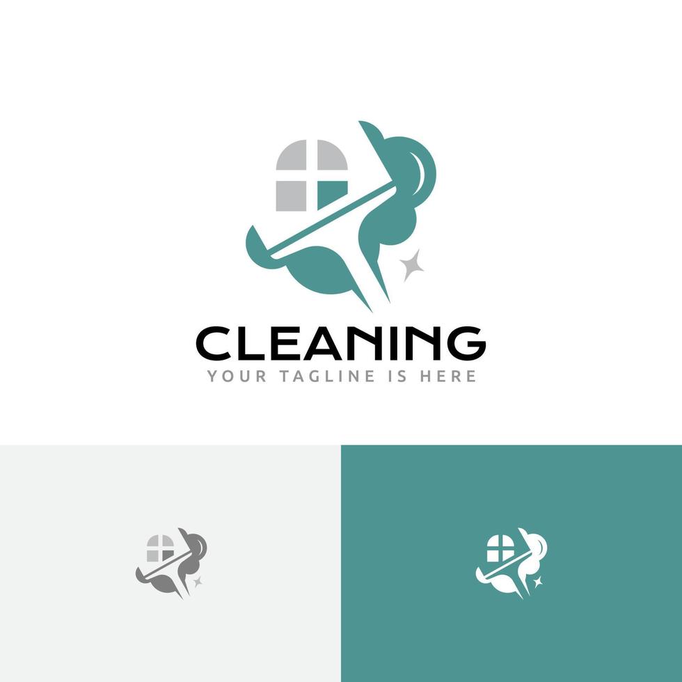 Spotless House Window Cleaner Wiper Clean Service Logo Template vector