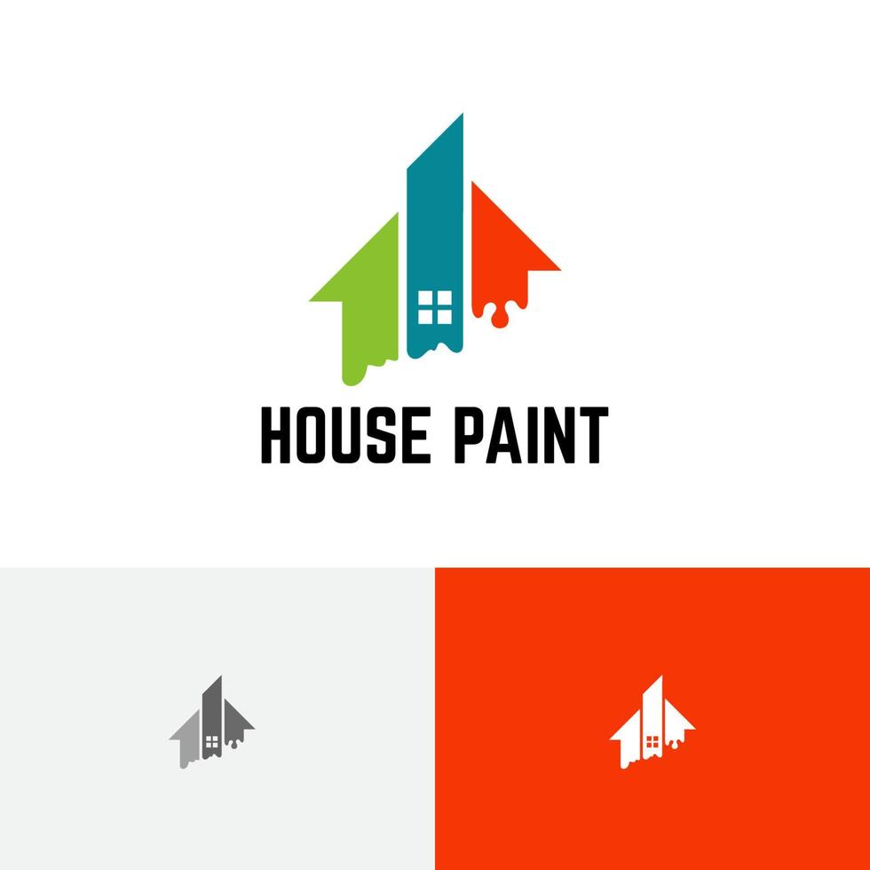 servicio de pintura colorida construcción de viviendas logotipo de construcción de bienes raíces vector