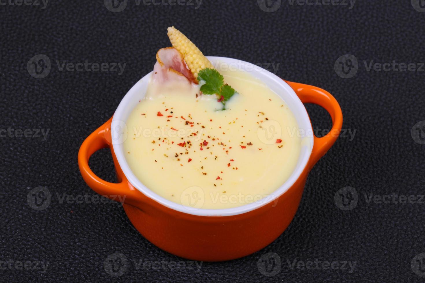 Cheese soup with bacon photo