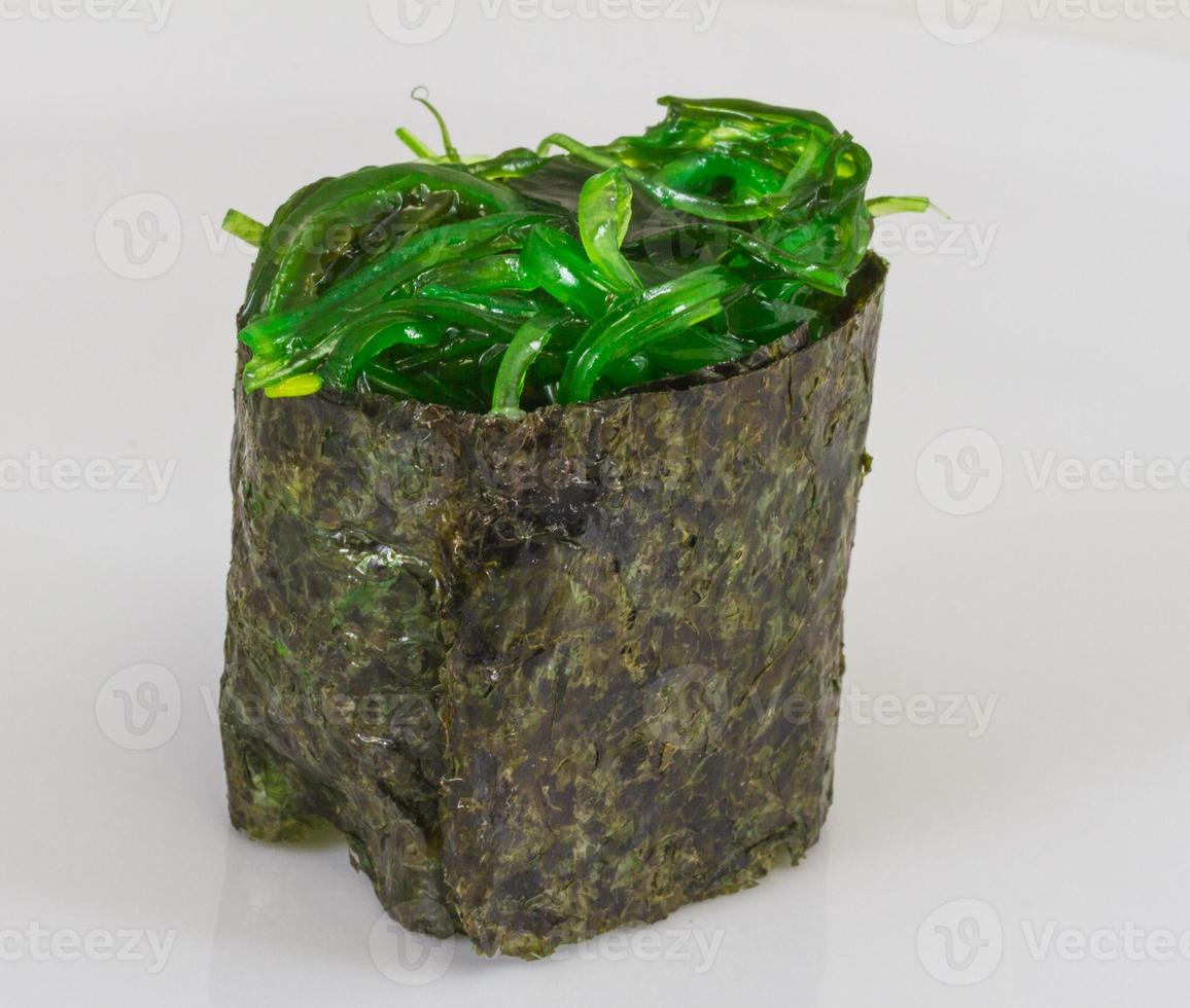 Japanese fresh maki sushi with green seaweed Chuka photo
