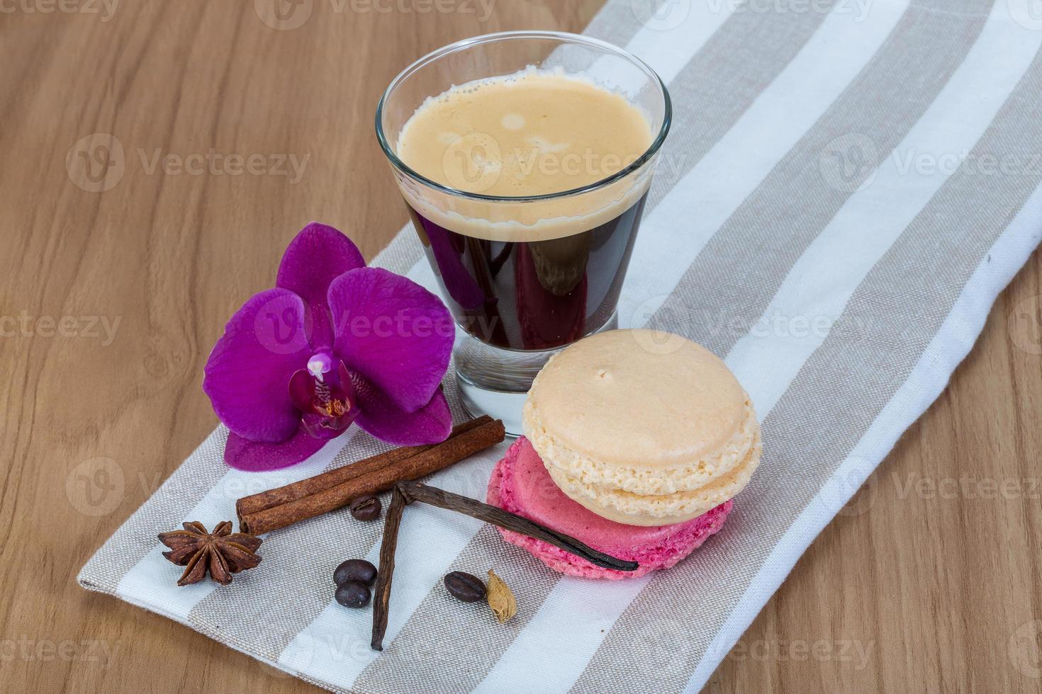 Coffee with macaroons photo