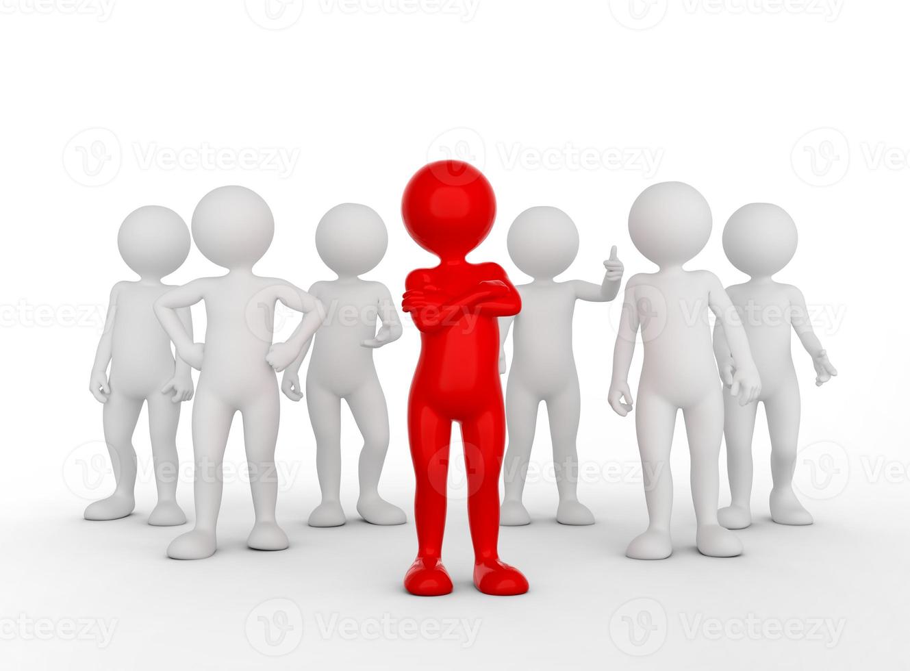 Confident team leader concept. Toon man with his army of people. photo