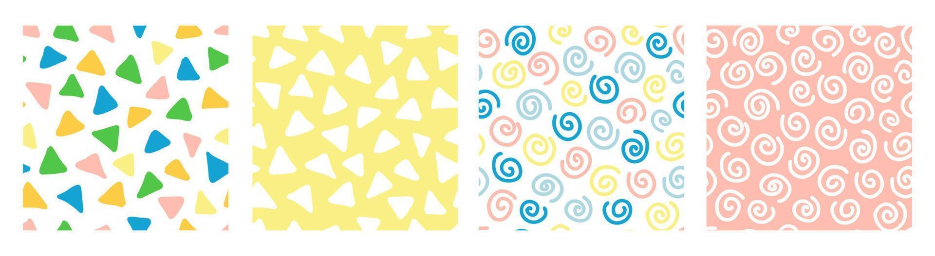 Beautifil colorful seamless pattern set with hand drawn abstract shapes. Trendy vector background. Fresh modern geo print for kids apparel, scrapbooking, wallpaper