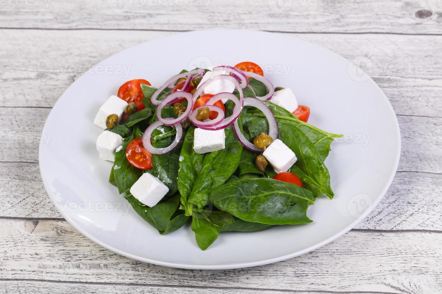 Salad with feta and spinach 7842369 Stock Photo at Vecteezy